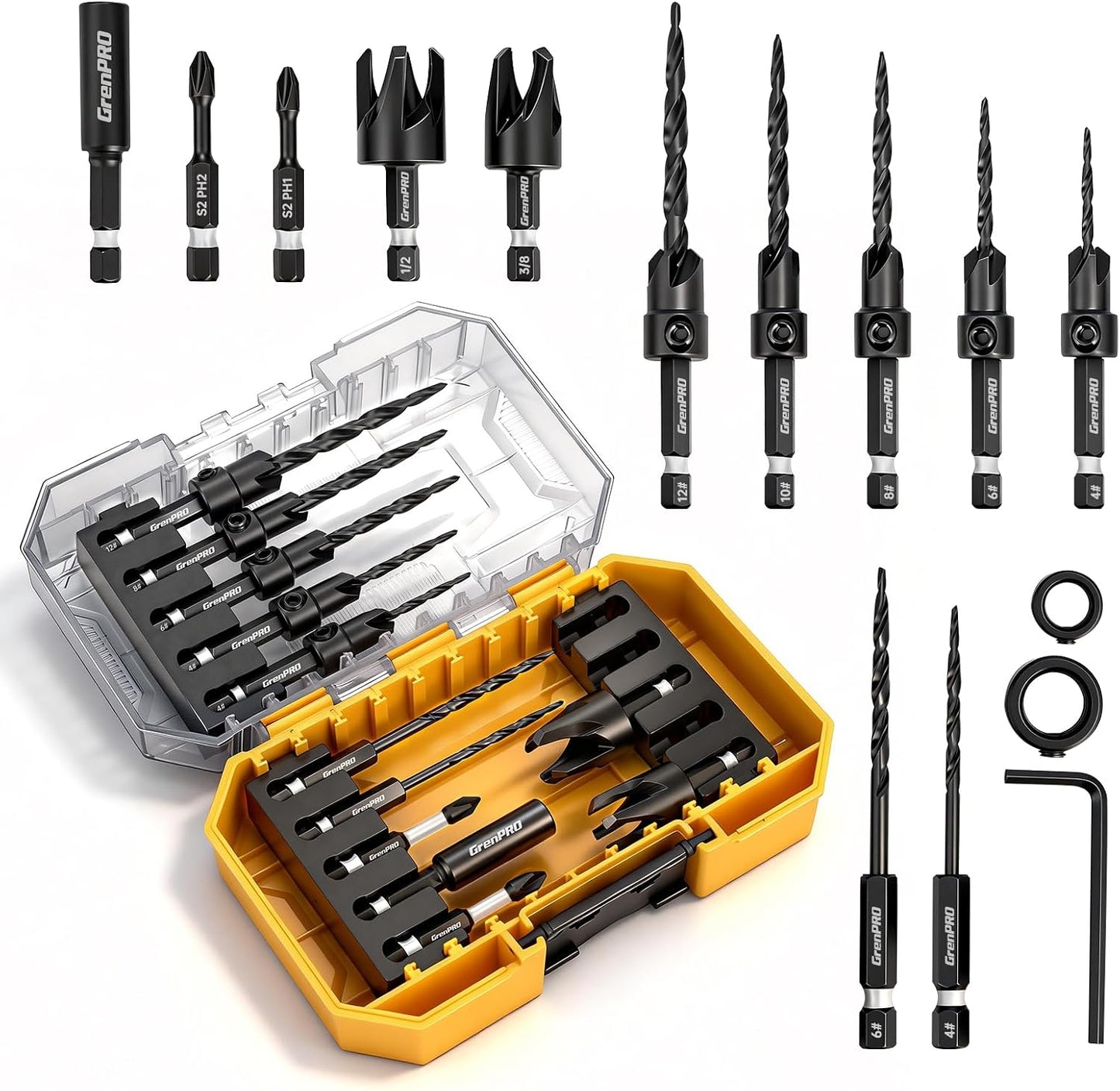 Set 15 Brocas Avellanadas + Cort. Enchufe Madera