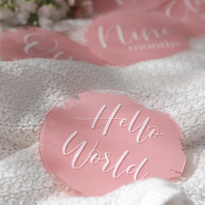 13 Discos Hitos Bebé Rosa Acrílicos Regalo Neutro
