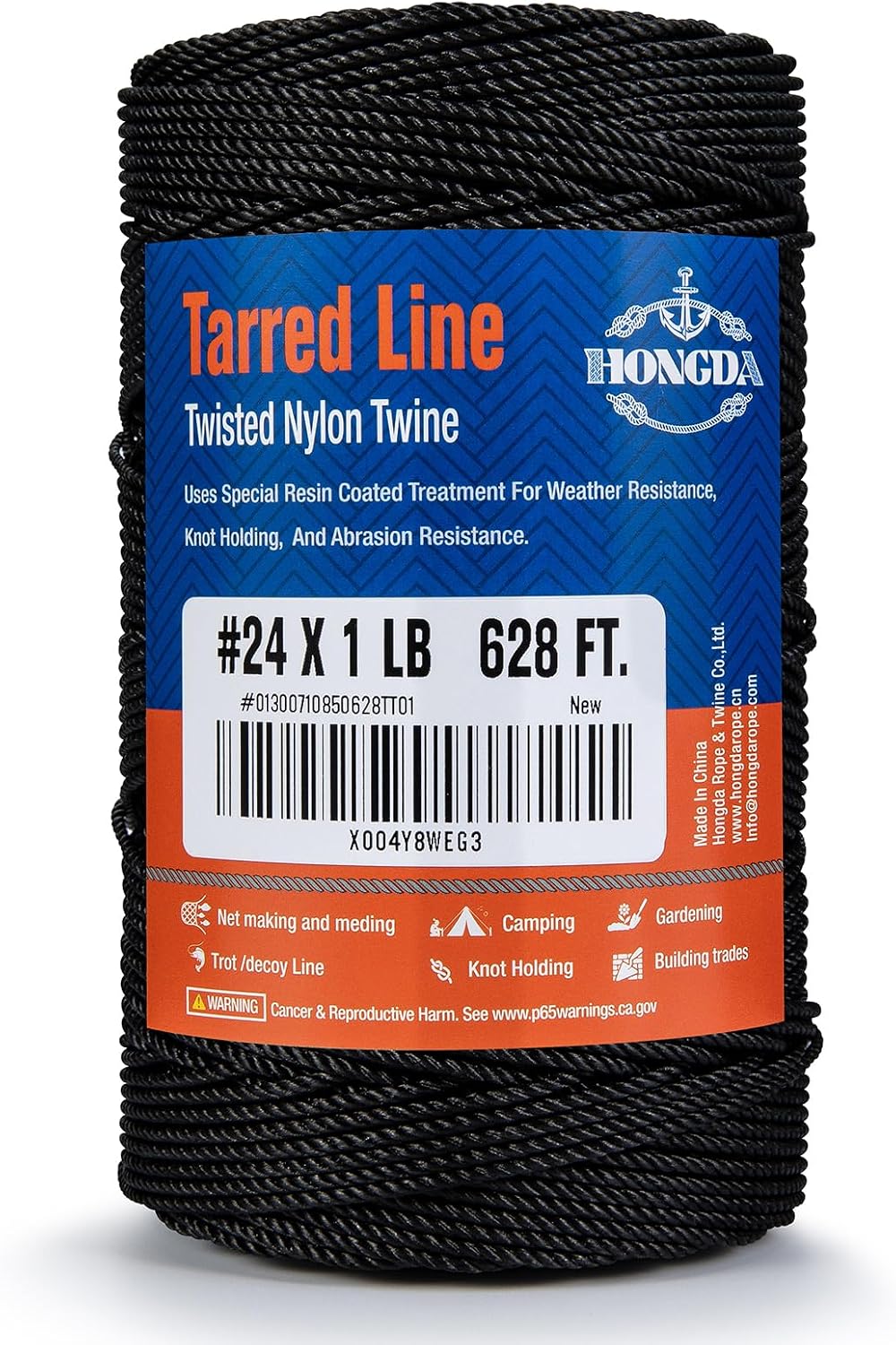 Cuerda nailon negra #24 trenzada jardinería