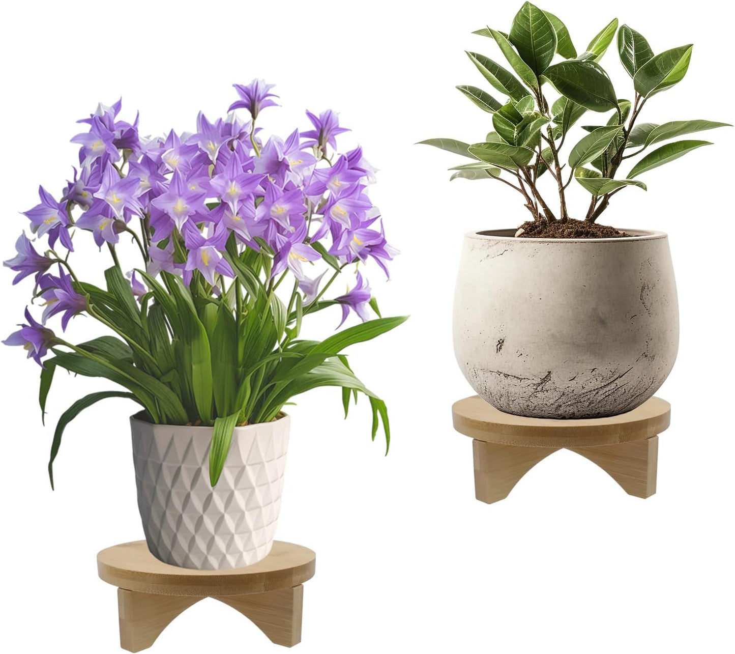 Soporte redondo madera maciza para plantas pequeñas estilo moderno