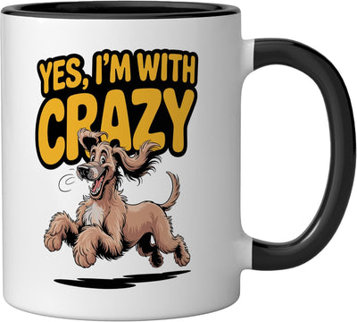 Taza cerámica para perro afghan hound divertida y linda negra/blanca