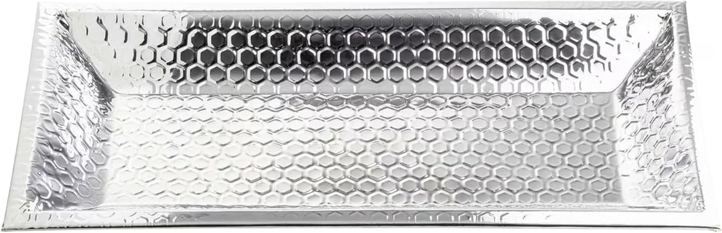 Bandeja Servir Acero Inox Panal Espejo 23.25x15pulg