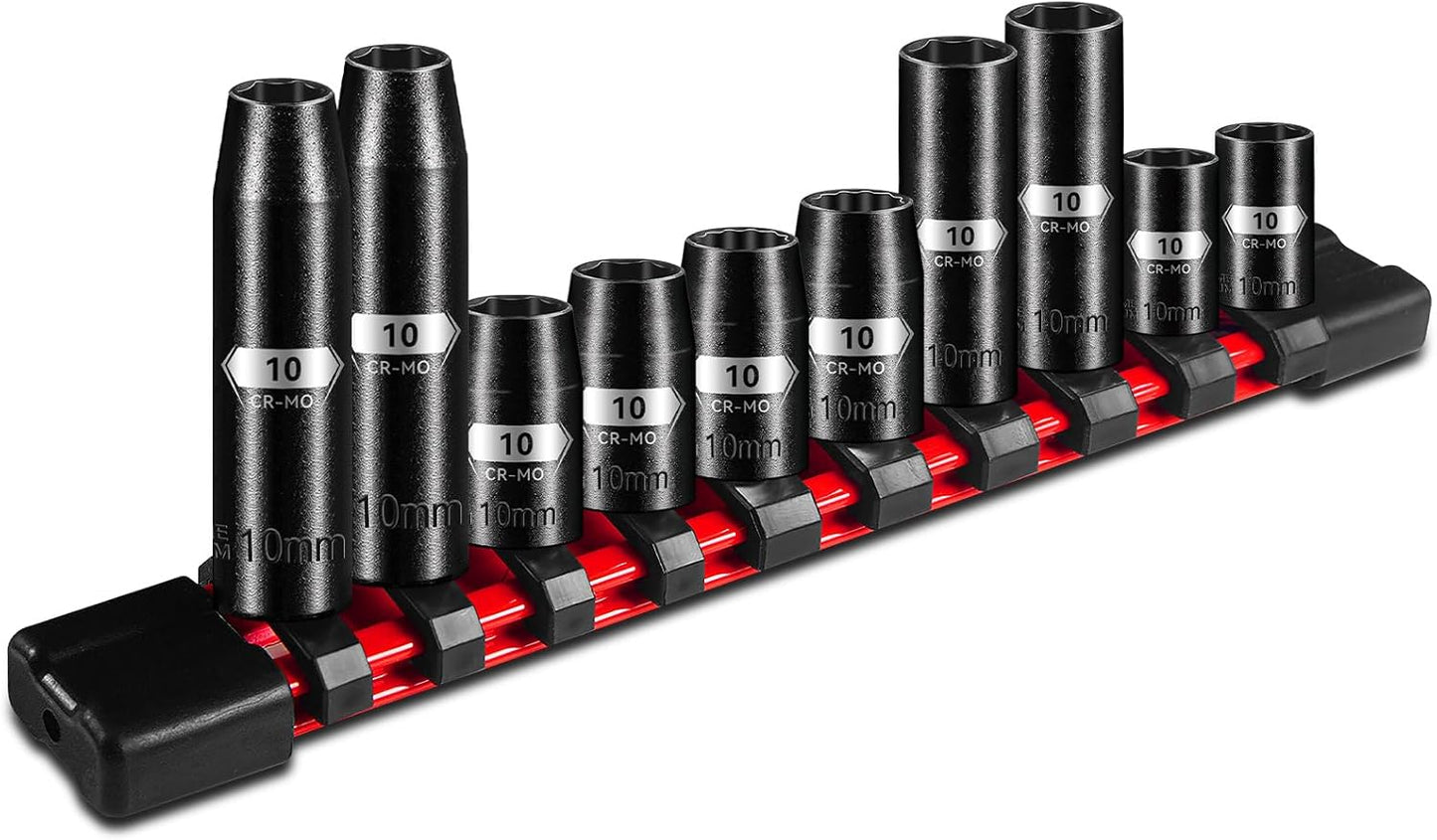 Juego dados impacto 0.394pulg 10uds 1/4-3/8 pulg acero CR-MO