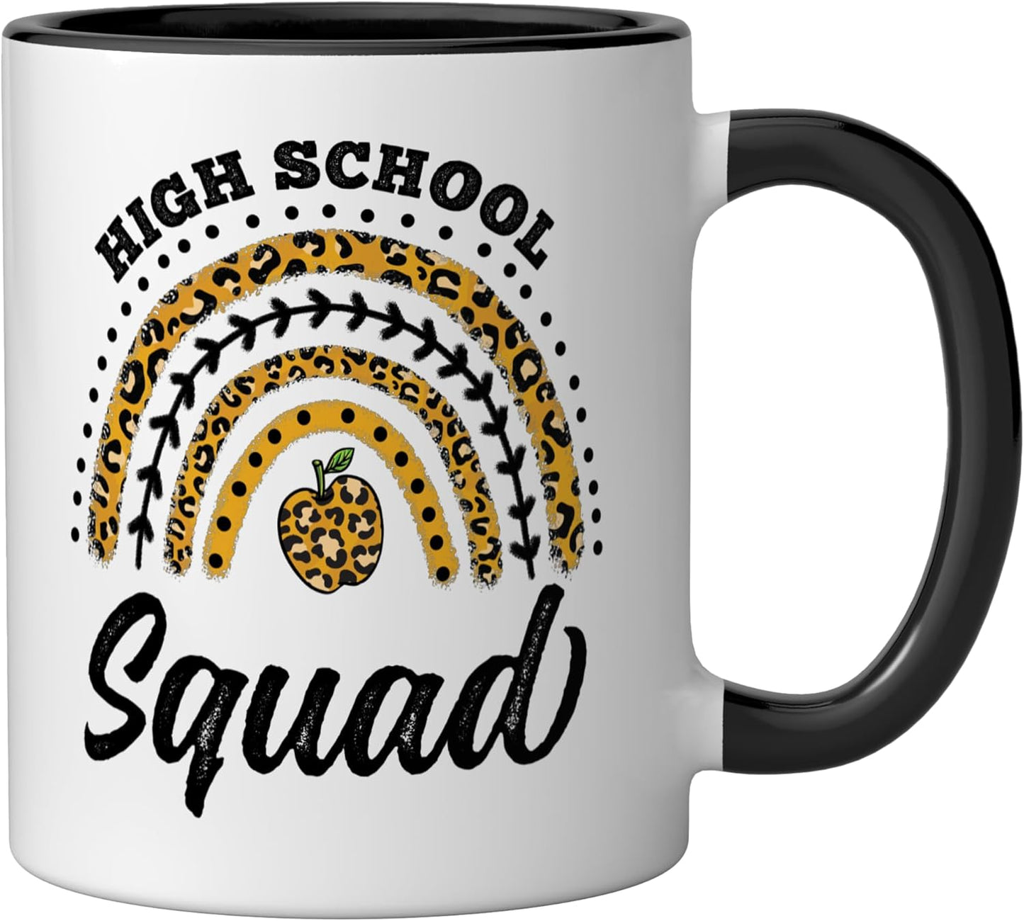 Taza Cerámica Escuela Estampado Leopardo Negro Blanco