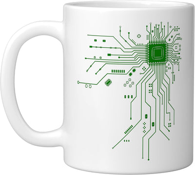 Taza de cerámica para geek informático con diseño de placa madre y CPU