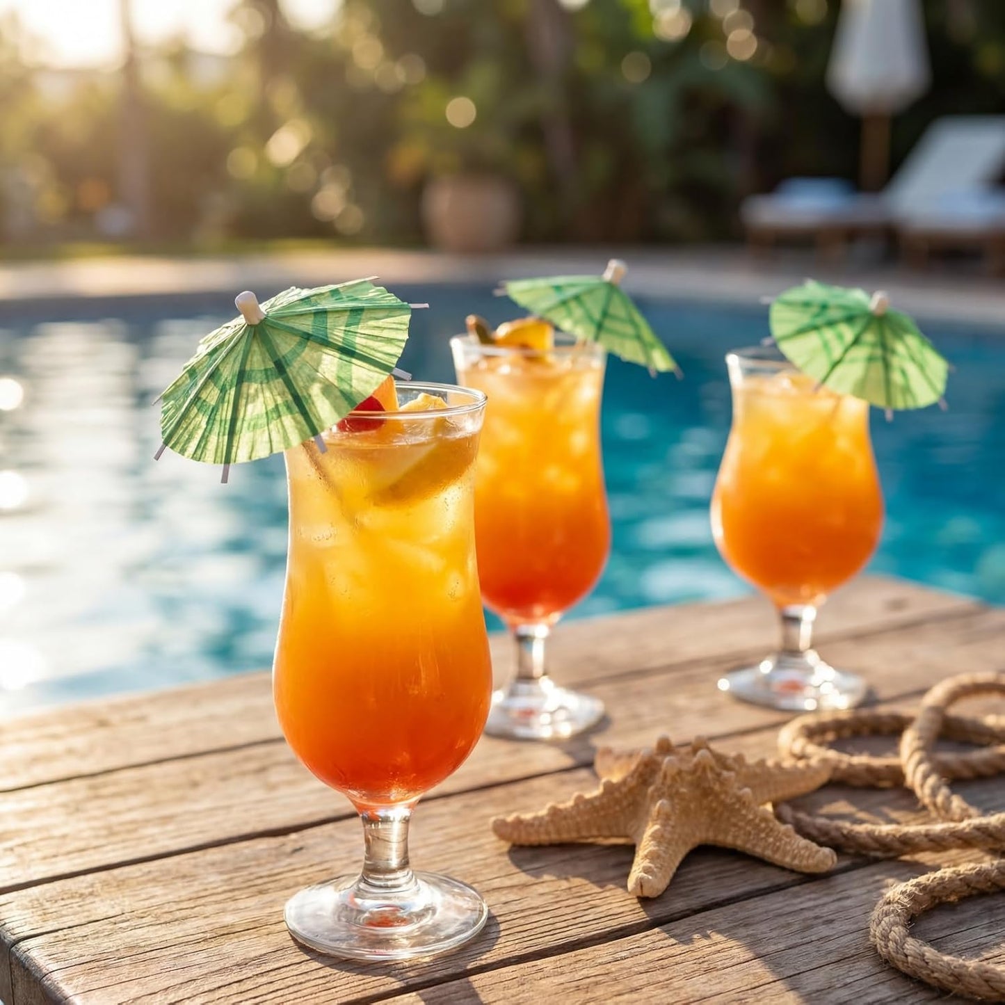 80 Sombrillas Cóctel Tropicales Bambú Fiesta Aloha