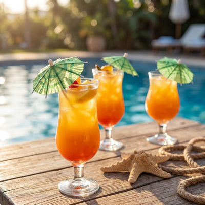 80 Sombrillas Cóctel Tropicales Bambú Fiesta Aloha