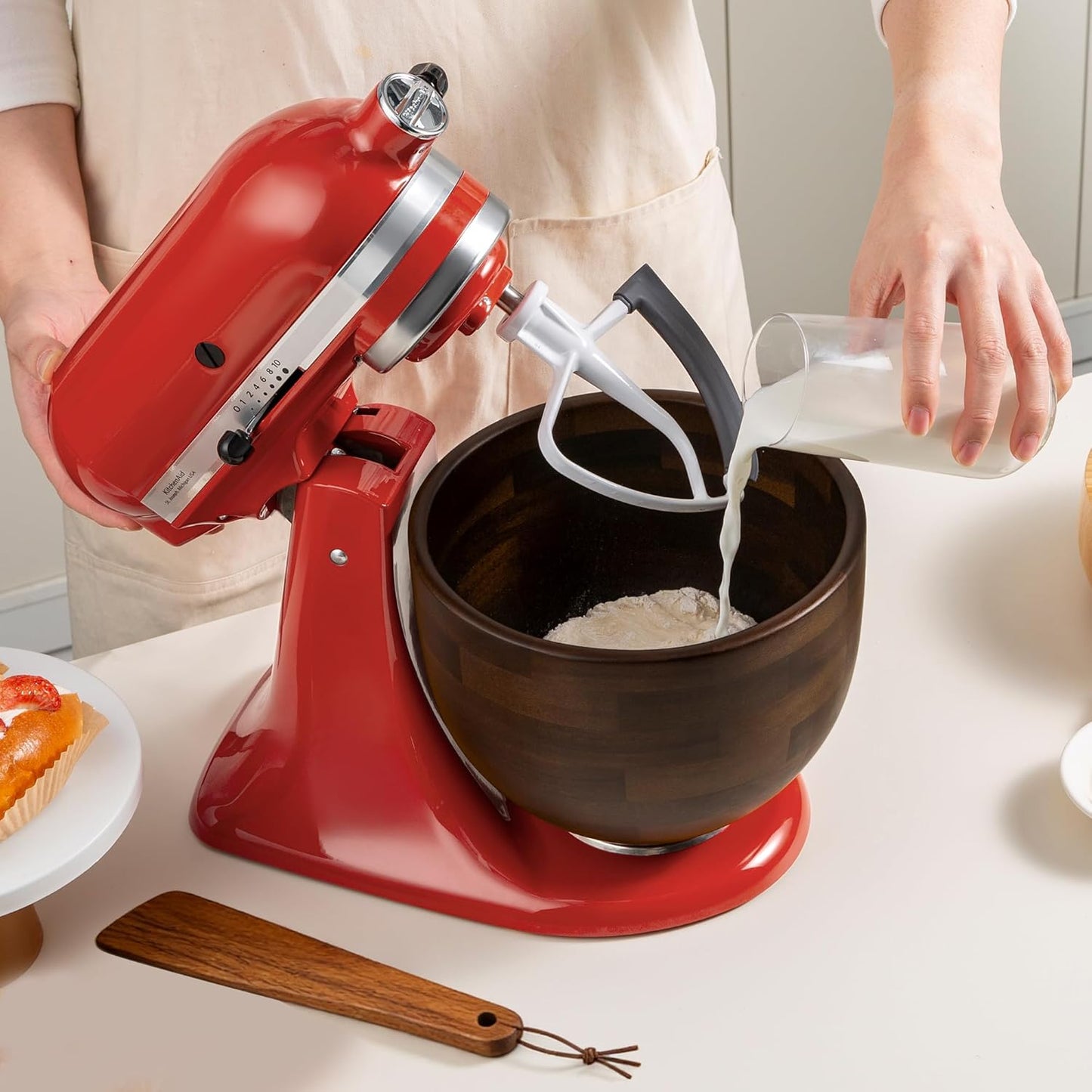 Tazón Mezcla Madera Nogal Comp Kitchen Aid 4.5-5qt Base Acero Inox