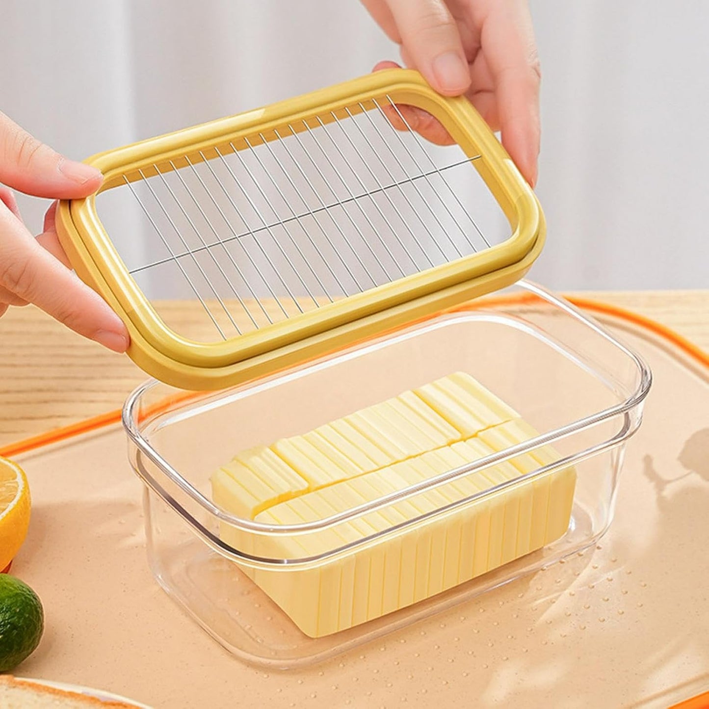 Cortador de mantequilla hermético 2 en 1 con recipiente de almacenamiento