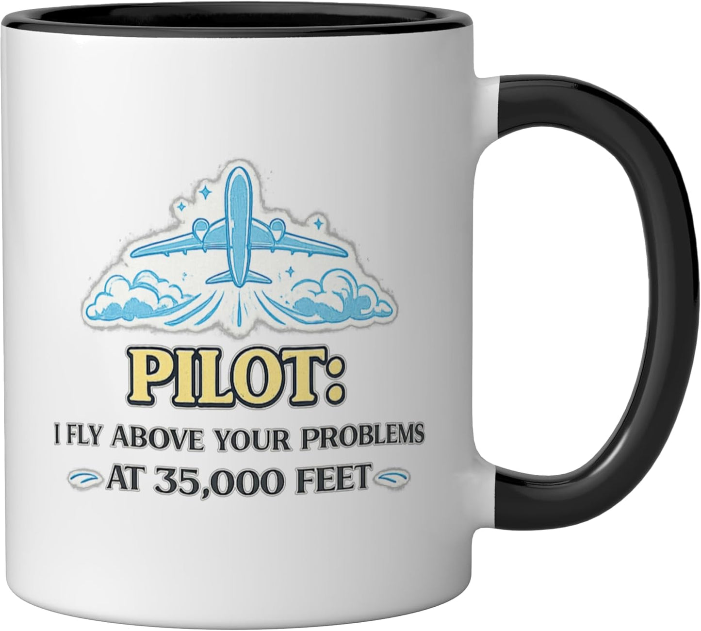 Taza Cerámica Pilot I Fly 35000pulg Negro/Blanco