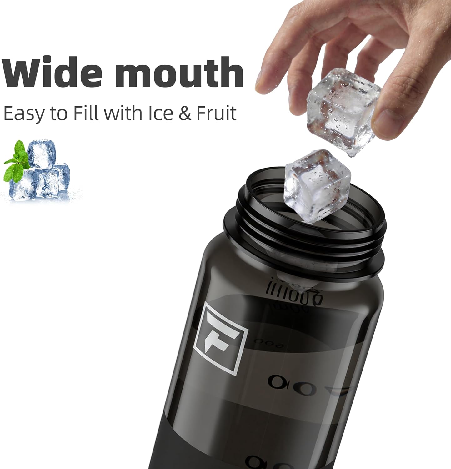 Botella de agua transparente Tritan sin BPA con popote 32 oz
