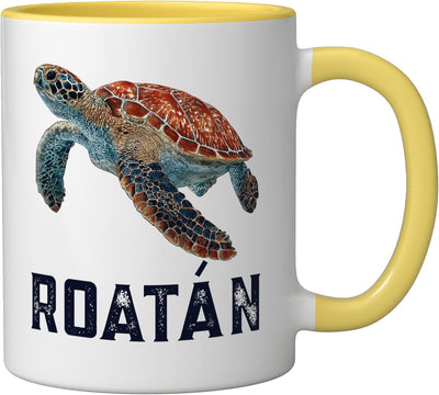 Taza Cerámica Roatan Honduras Amarillo/Blanco