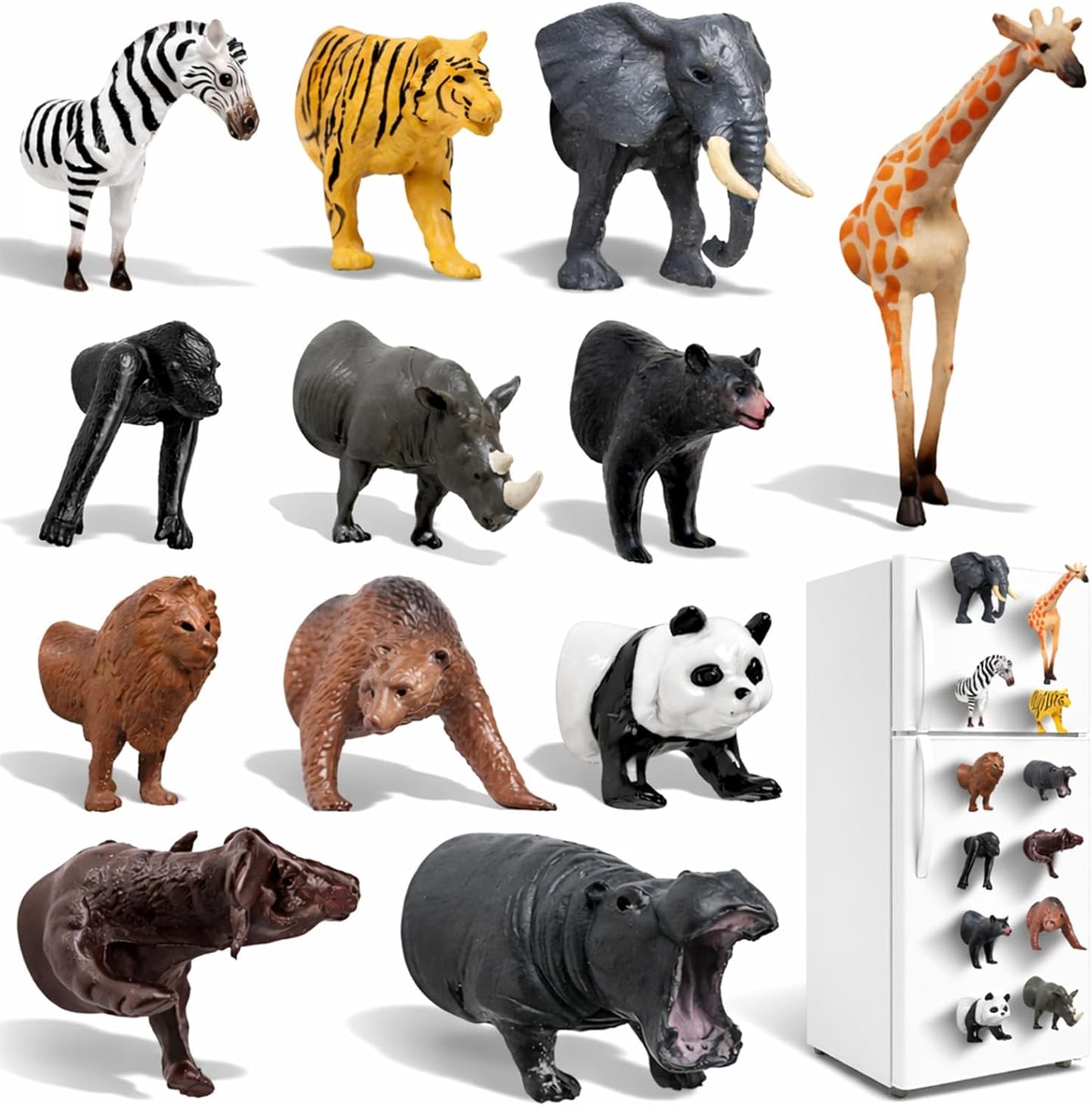Imanes 3D de animales para nevera, paquete de 12 imanes decorativos
