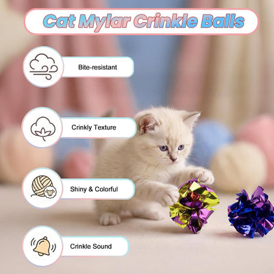 9 Bolas Juguetes Gatos Interactivas Coloridas Sonido Campana