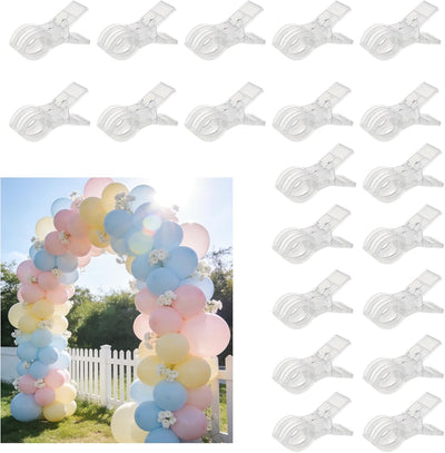 20 Clips Arco Globos Plástico Resistente 3.5pulg