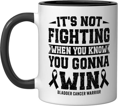 Taza de cerámica para guerrero del cáncer de vejiga en negro
