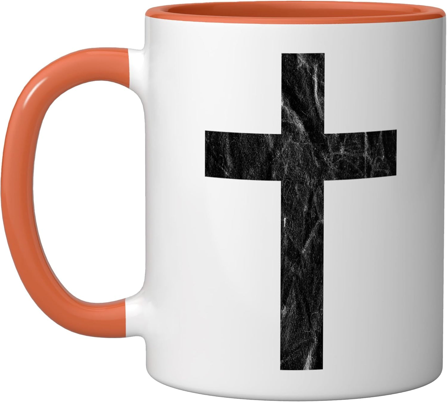 Taza Cerámica Vintage Cruz Cristiana Naranja/Blanca