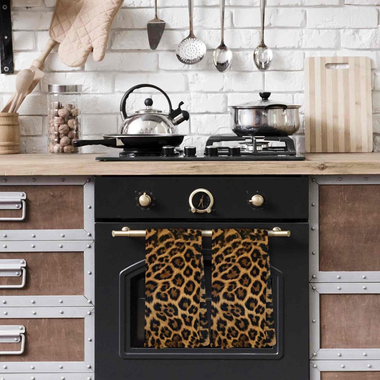 Set 2 Toallas Cocina Estampado Leopardo Baño