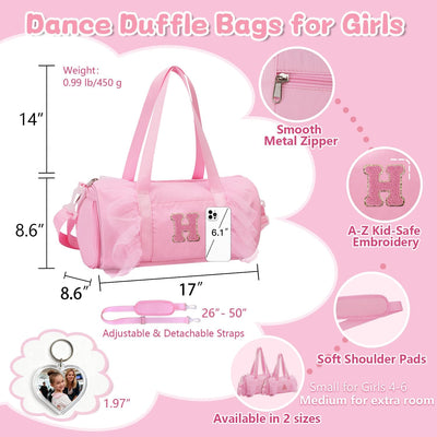 Bolsa ballet para niña 4-6 años con inicial y compartimento zapatos