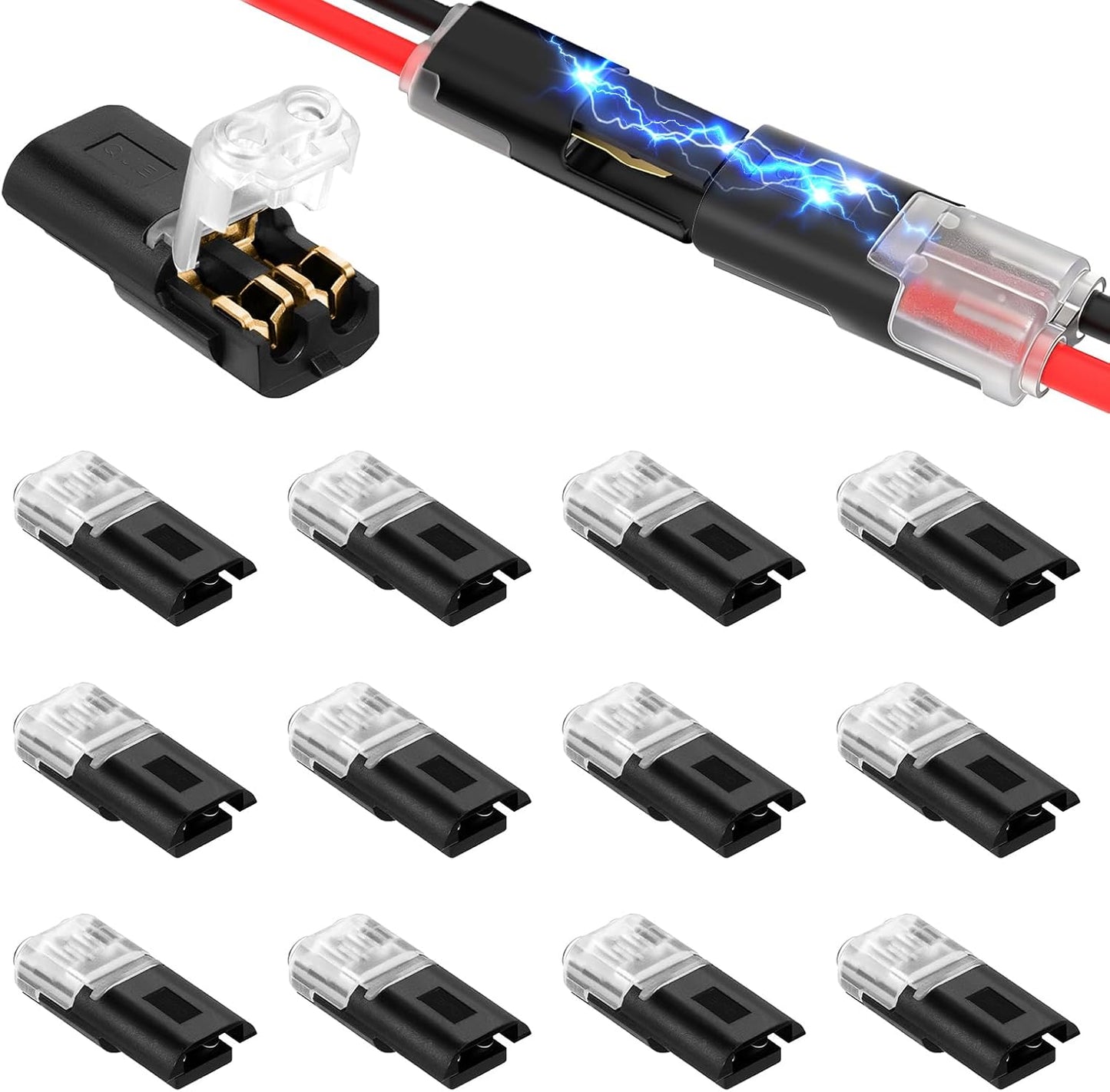 Conectores cable 2 pines bloqueo 12 piezas para LED