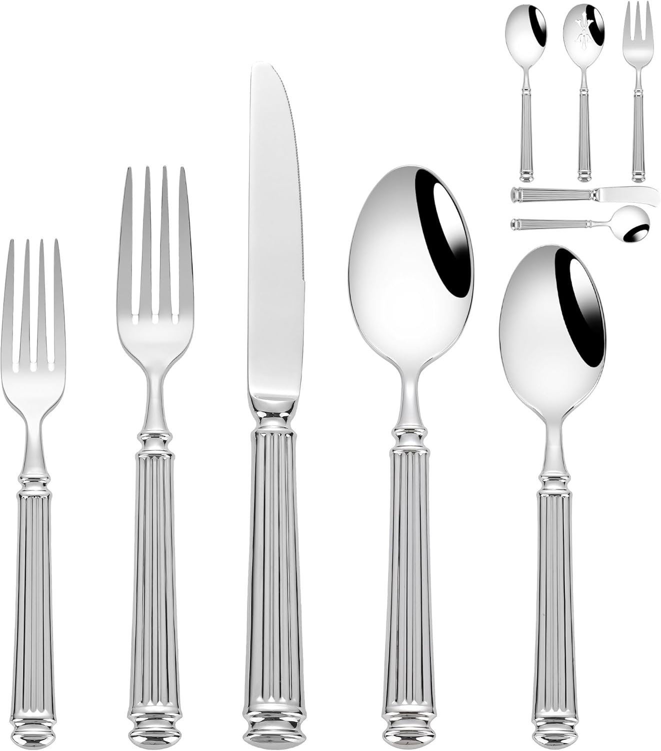 Set 45 Pzas Cubiertos Acero Inox Utens. Servir Extra Gruesos