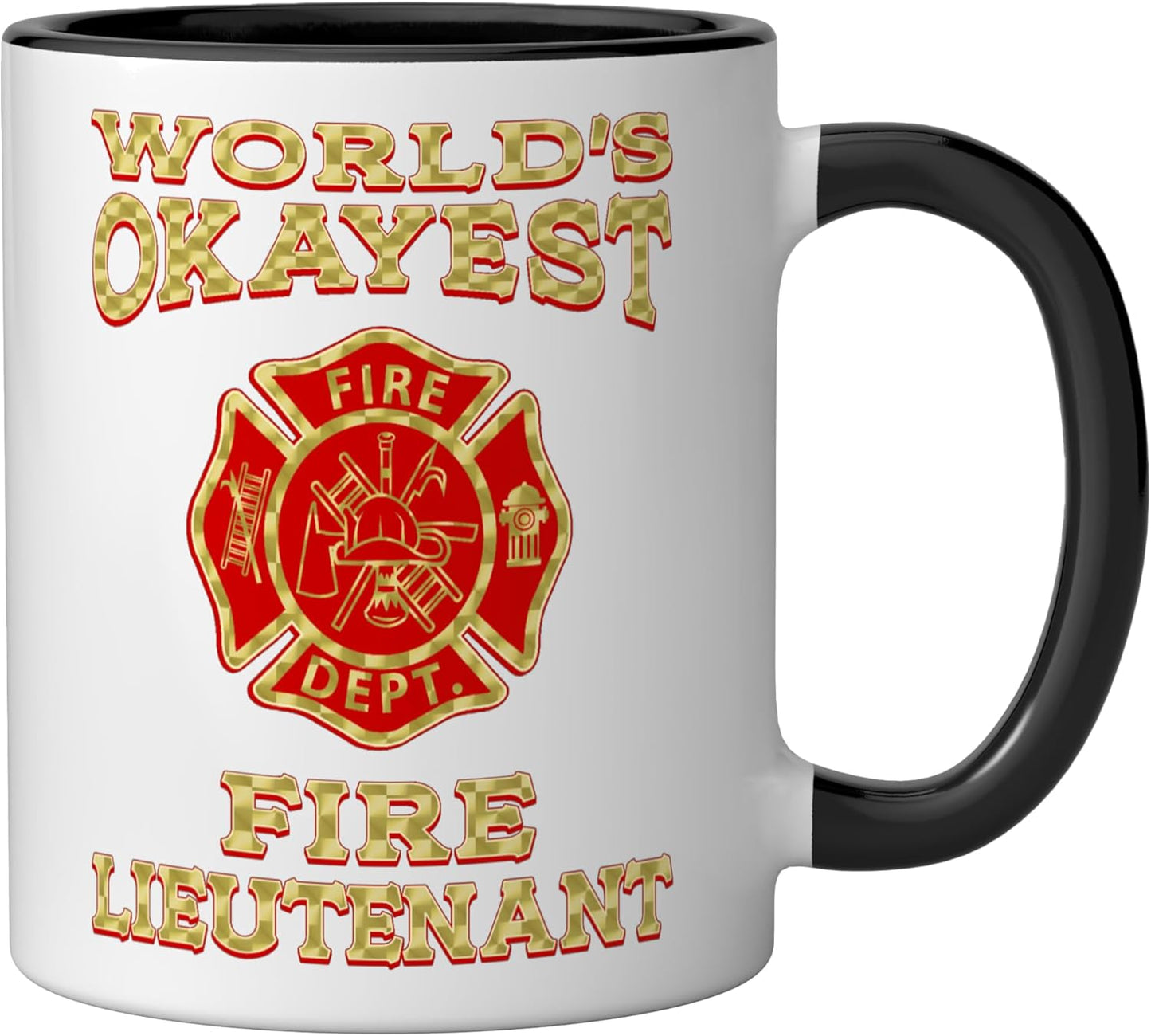 Taza cerámica para bombero regalo de oficial de bomberos negro/blanco