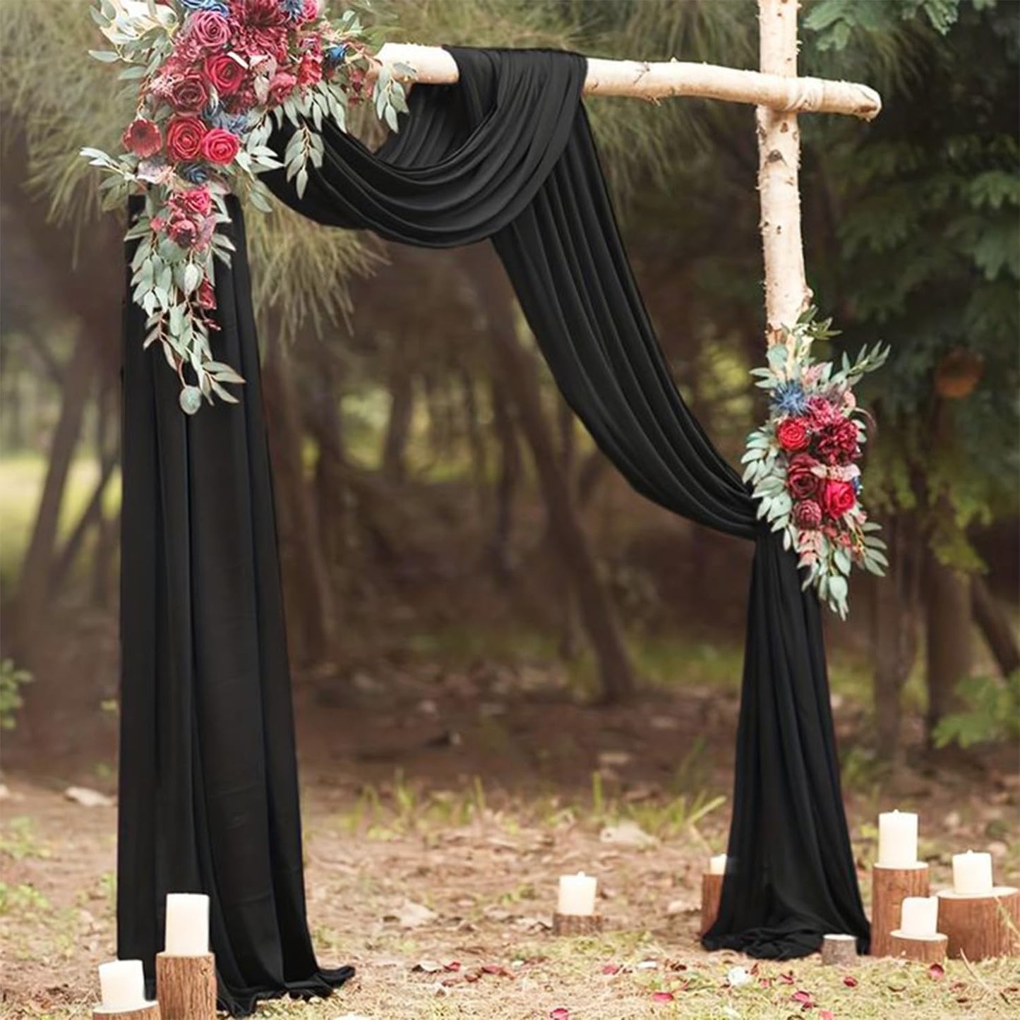 4 Cortinas arco boda 20ftx28pulg tela drapeada negra