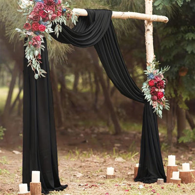 4 Cortinas arco boda 20ftx28pulg tela drapeada negra