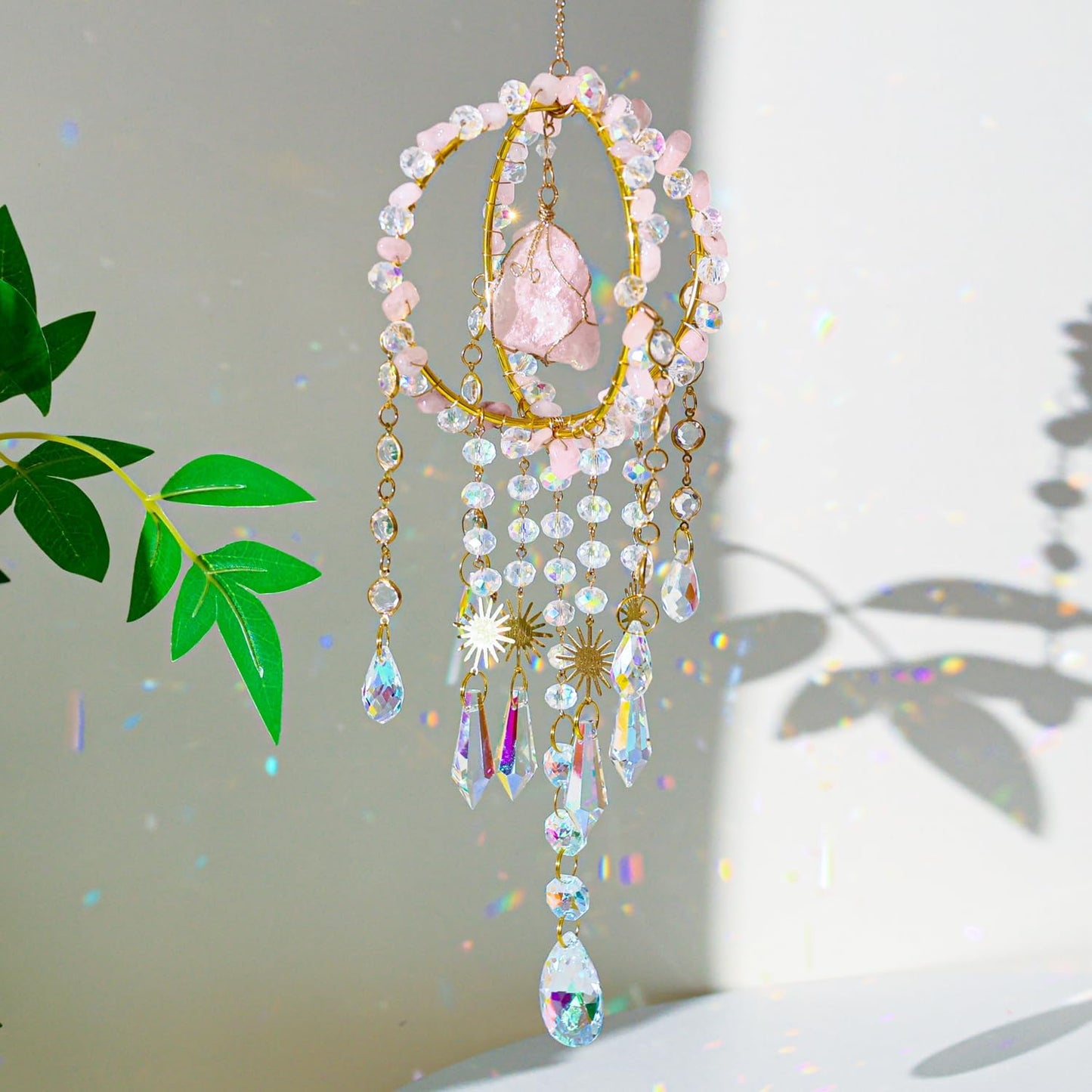 Atrapasoles colgante prisma arco iris decoración