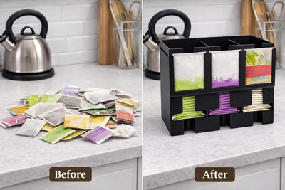Organizador bolsas té capacidad 90+ encimera gabinete