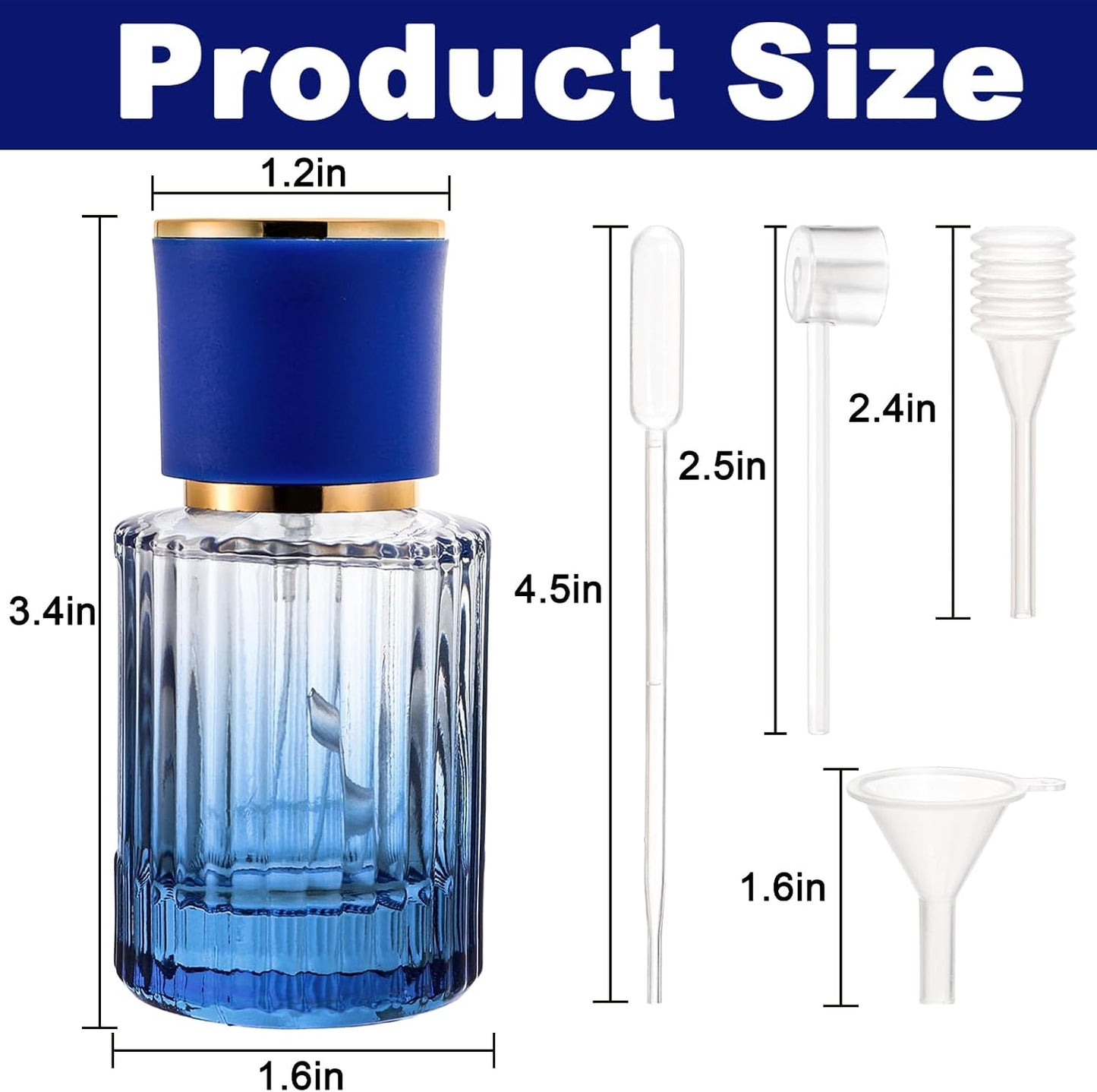 6 Botellas Perfume Recargables 1oz Vidrio con 4 Dispensadores