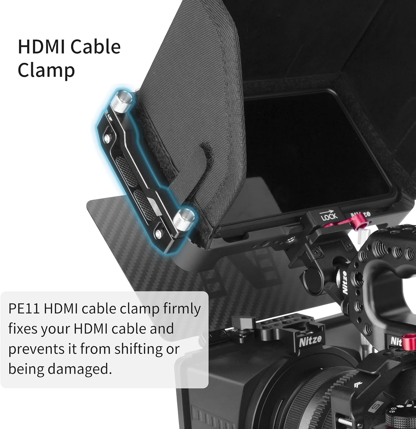 Jaula monitor Atomos Ninja V con abrazadera HDMI