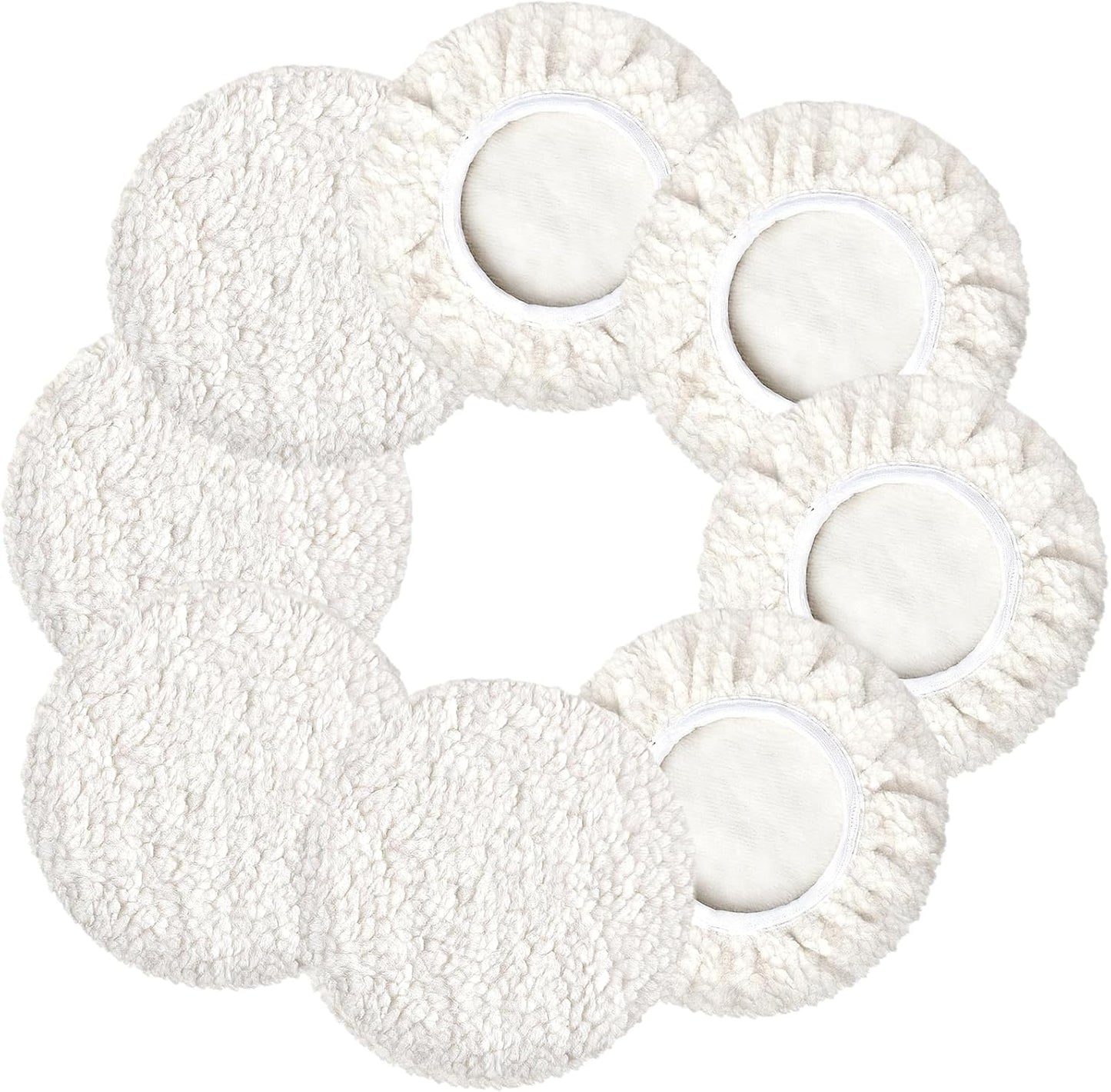 8 Almohadillas Pulido Auto 5-6pulg Forro Polar Blanco