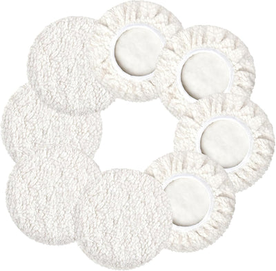8 Almohadillas Pulido Auto 5-6pulg Forro Polar Blanco