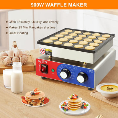 Mini máquina panqueques 110V 25 pzas 13L con tanques acero inox