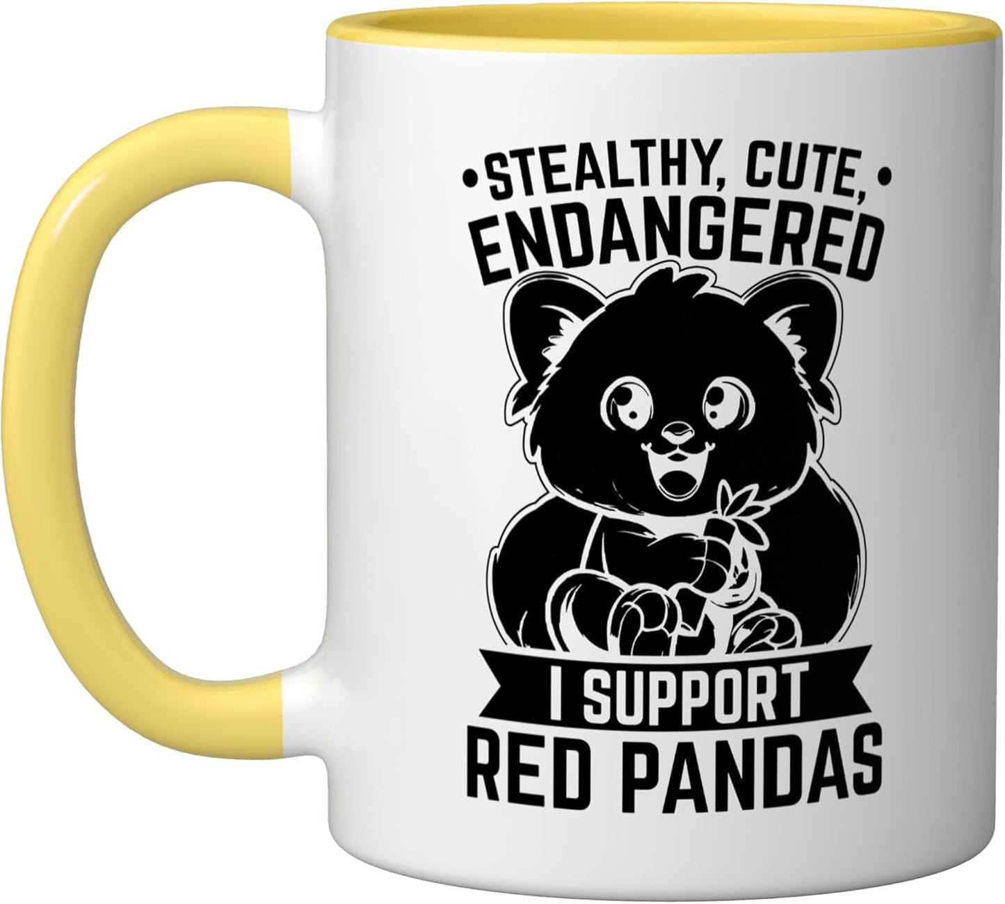 Taza Cerámica Red Panda Derechos Animales Amarillo Blanco