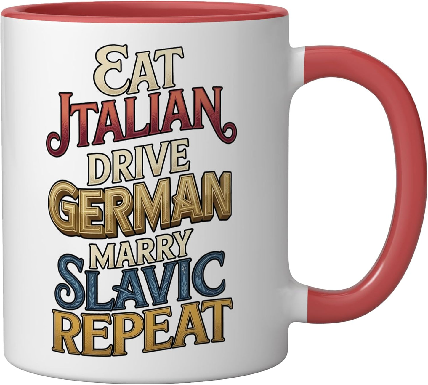 Taza Cerámica Italia Alemania Roja/Blanca