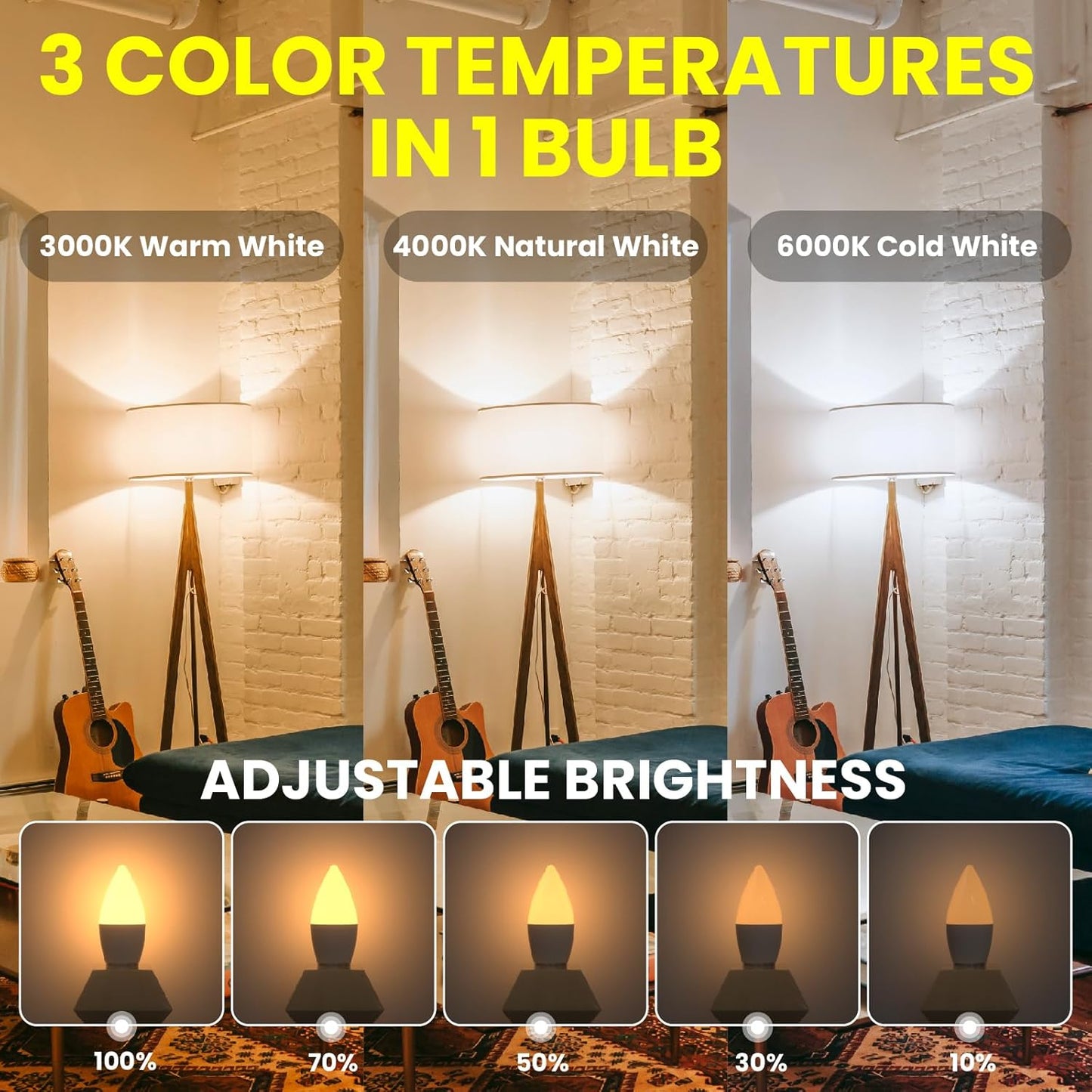Bombilla LED E26 control remoto 3000K-6000K