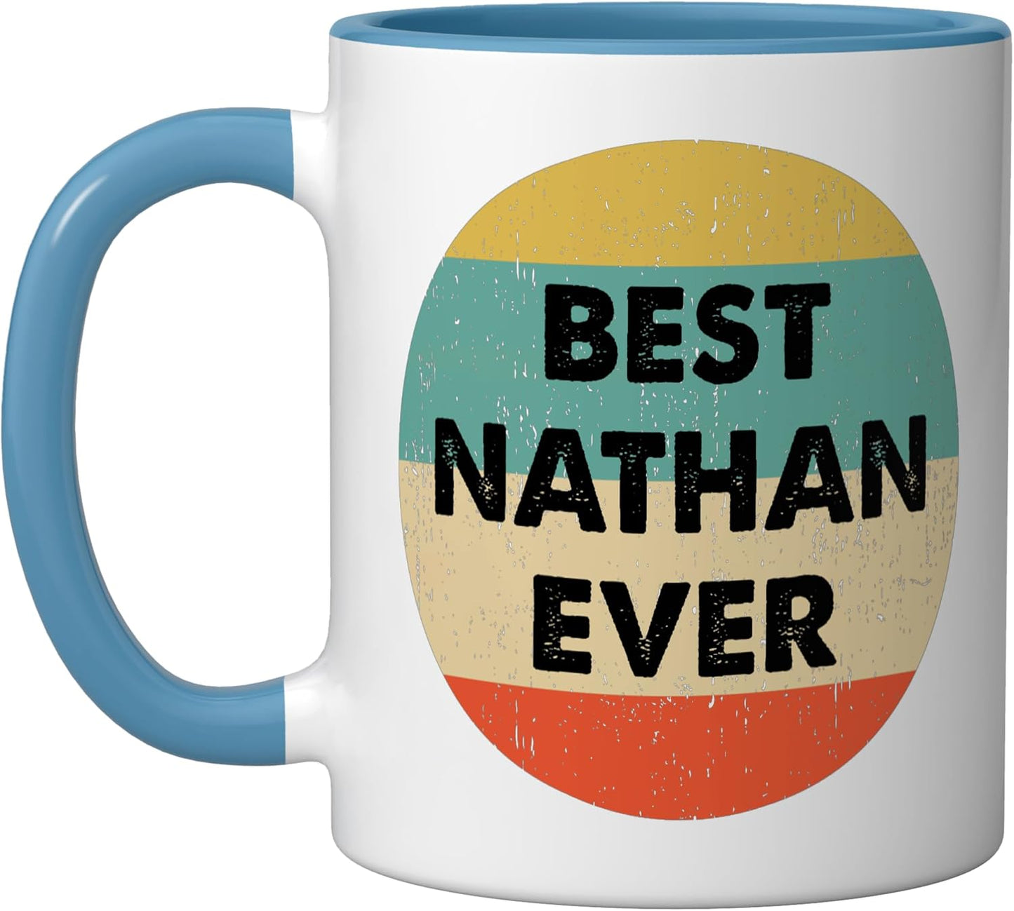 Taza cerámica Nathan Name azul/blanco