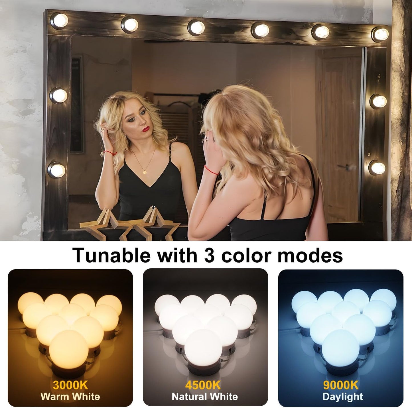Luz LED tocador ajustable USB adhesiva para maquillaje