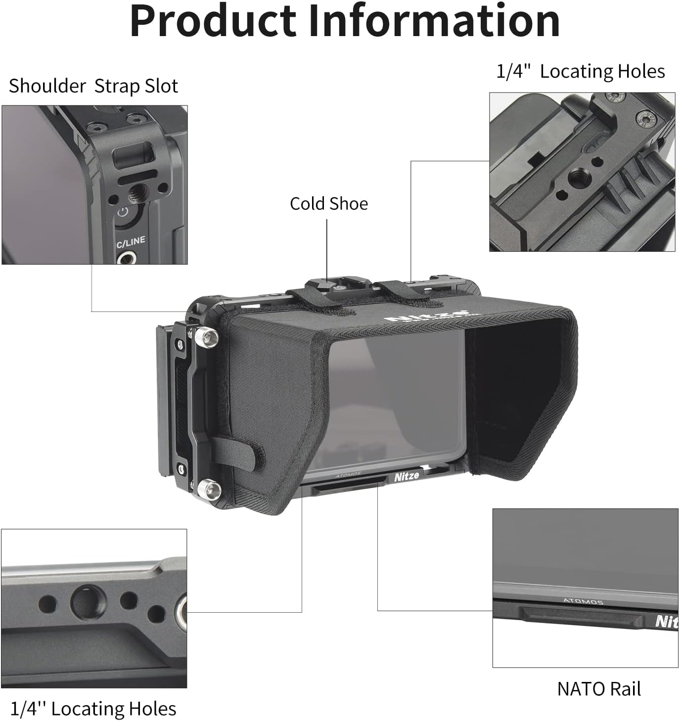 Kit jaula monitor Atomos Ninja V con HDMI y parasol