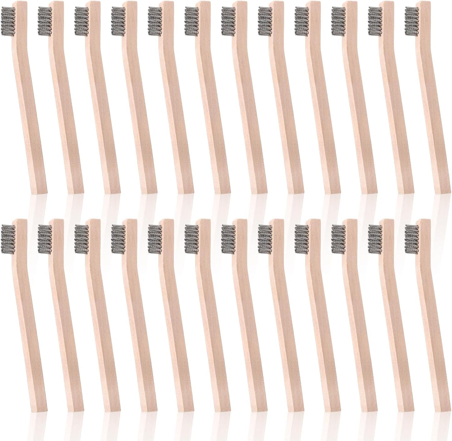 Set 24 Cepillos Acero Inox Mango Madera Haya 7pulg