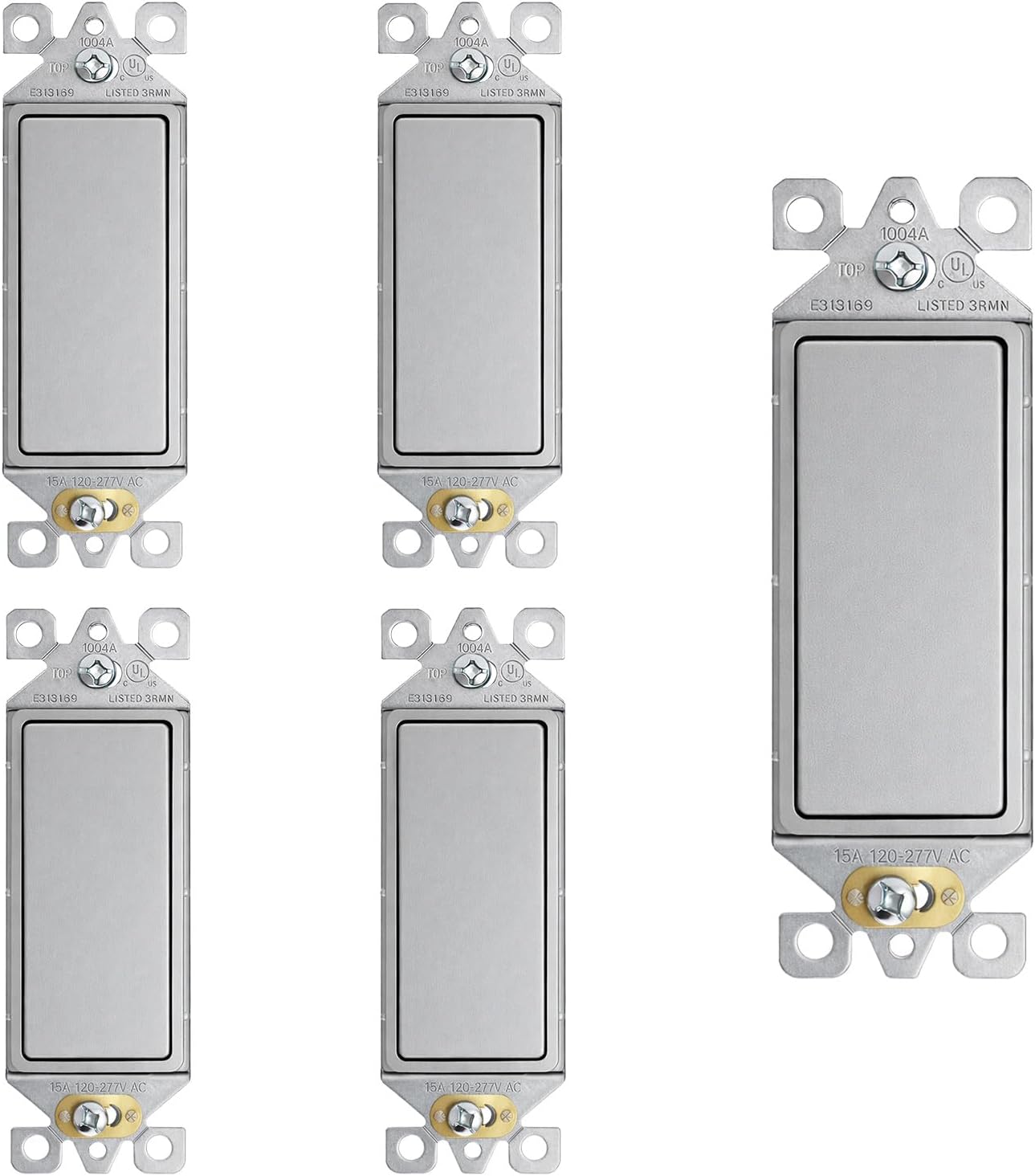 Interruptor luz decorativa un solo polo gris mate 15A 120/277V