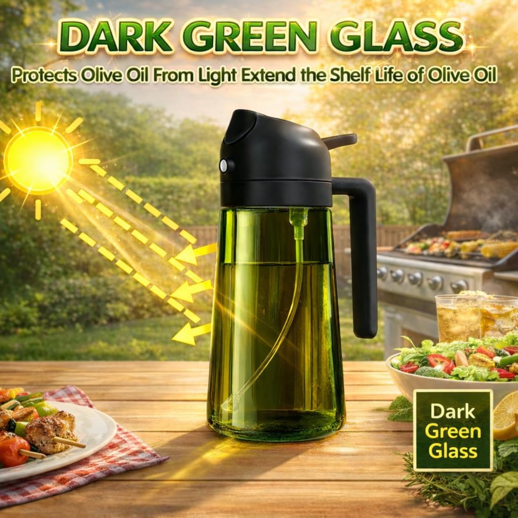 Pulverizador aceite 16oz vidrio verde freidora aire
