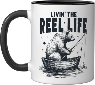 Taza Cerámica Pesca Borracho Negro/Blanco