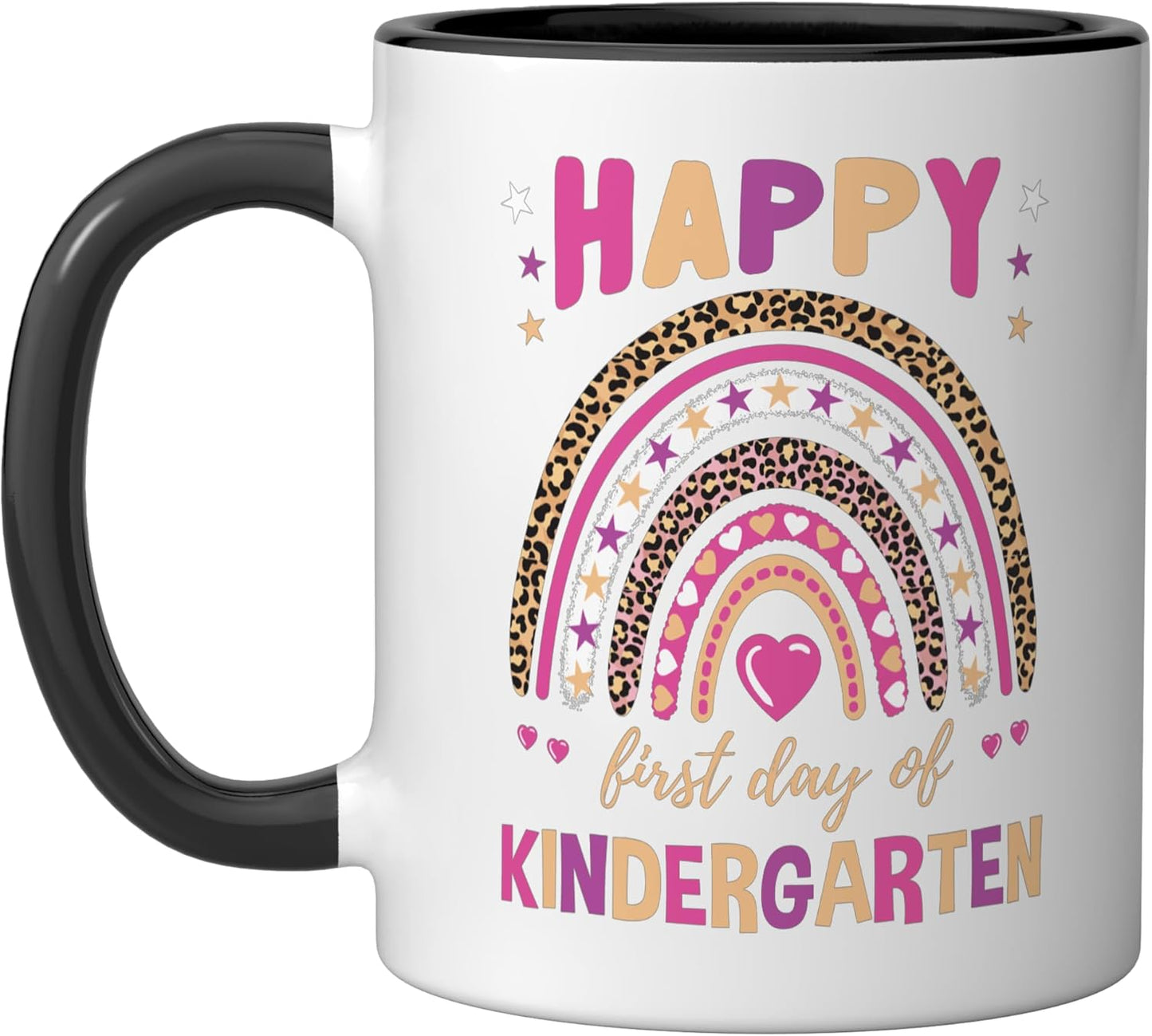 Taza cerámica leopardo arcoíris para primer día de kindergarten