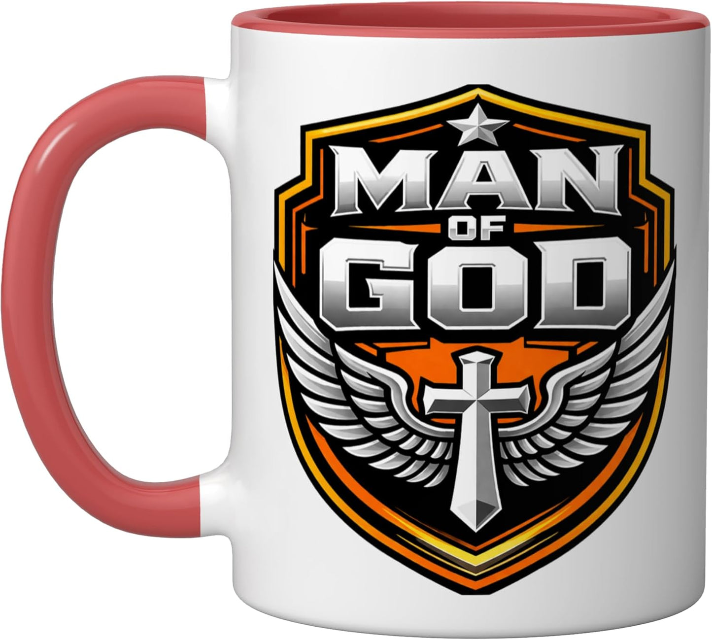 Taza cerámica para hombre de fe en Cristo Rojo/Blanco