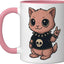 Taza Cerámica Gothic Cat Skull Pastel Rosa/Blanco