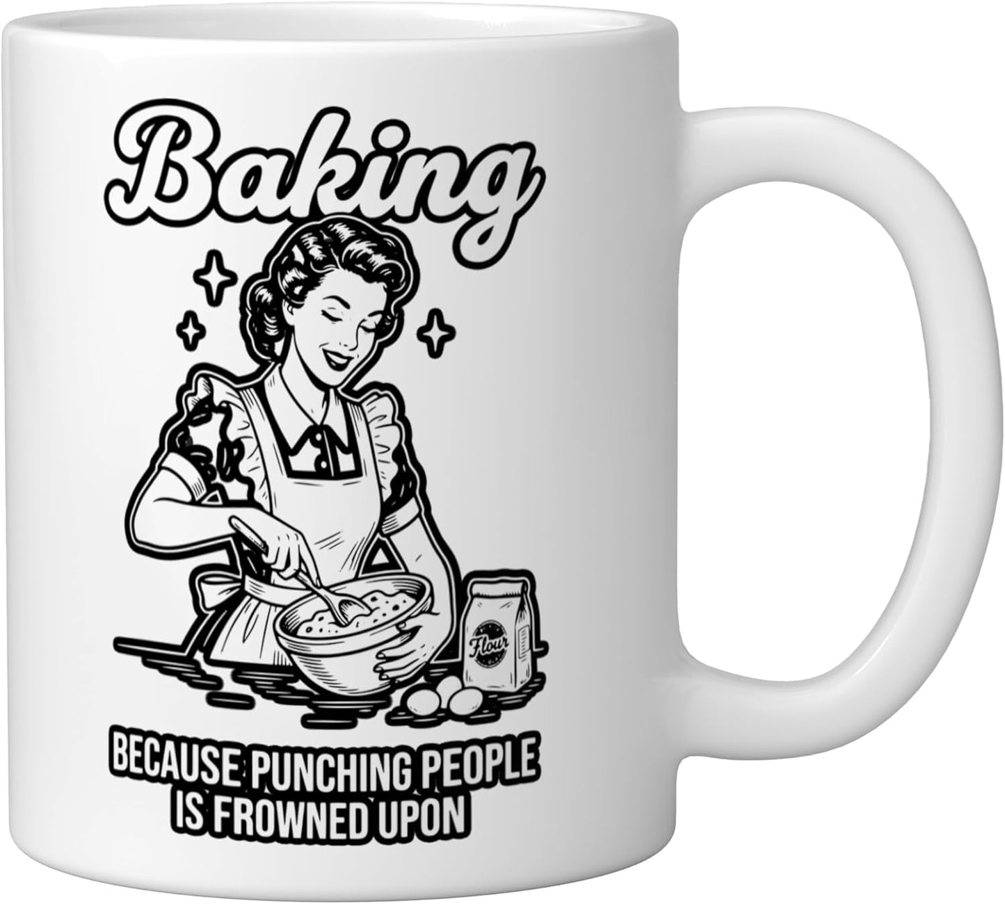 Taza cerámica blanca Baking Because Punching People Is Frowned Upon