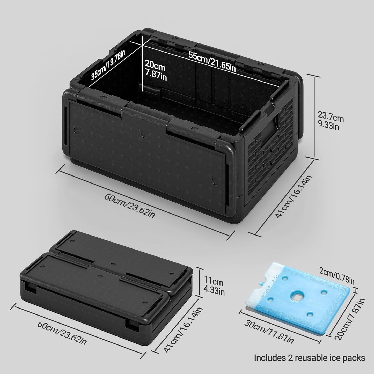 Caja caliente EPP aislada 42qt con 2 pzas hielo reutilizable